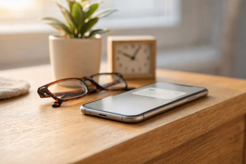 Smartphone showing a simple reminder notification for a realistic healthy habit